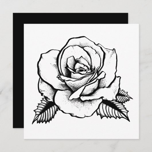 Invitation tatouage rose (Devant / Derrière)