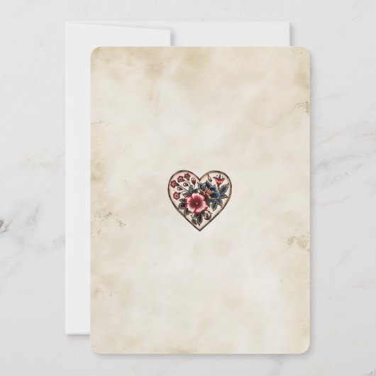 Invitation Tatouage Style Coeur Dagger Fête des mariées rétro (Dos)