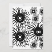Invitation Tatouage tournesol floral noir blanc Mariage de ta (Dos)