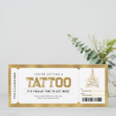 Invitation Tattoo Get Inked Gold Bil Cadeau Ticket Chèque (Debout devant)