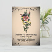 Invitation Tattoo Graduation Party Vintage Retro Rose (Debout devant)