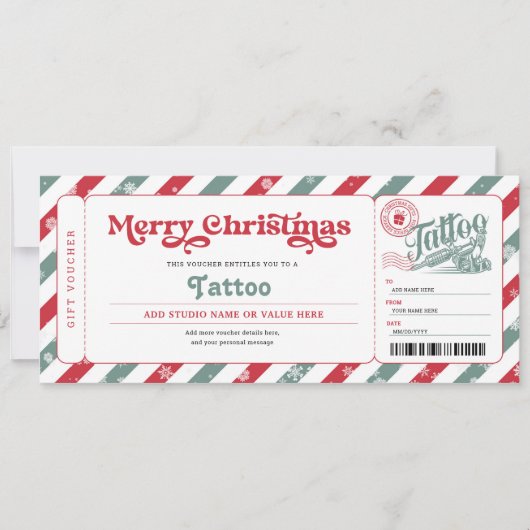 Invitation Tattoo Obtenez un cadeau de tatouage Noël Ticket B (Devant)