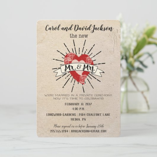 Invitation Tattoo Style Post Mariage Elopoping Party (Debout devant)