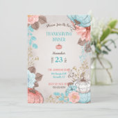 Invitation Taupe Aqua Corail Citrouille Dinde (Debout devant)