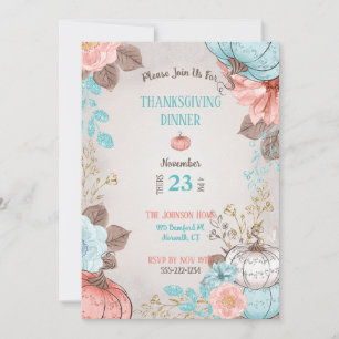 Invitation Taupe Aqua Coral Citrouille Turquie