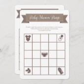 Invitation Taupe Baby shower de sable Bingo Jeu double face (Devant / Derrière)