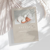 Invitation Taupe Beige Photo moderne Baptême