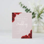 Invitation Taupe Bleu Rouge Aquarelle Rose Mariage moderne (Debout devant)