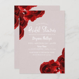 Invitation Taupe Blush Red Aquarelle Rose Fête des mariées