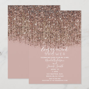 Invitation Taupe Blush Rose Gold Paillettes Mariage Cérémonie