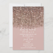 Invitation Taupe Blush Rose Parties scintillant or Fiançaille (Devant)