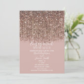 Invitation Taupe Blush Rose Parties scintillant or Fiançaille (Debout devant)