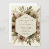 Invitation Taupe Botanical Autumn Romance Wedding (Devant / Derrière)