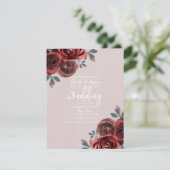 Invitation Taupe Bourgogne Aquarelle Rose Mariage verte (Debout devant)