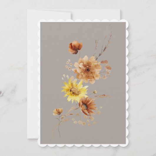 Invitation Taupe de tournesol d'automne rustique Brunch nupti (Dos)