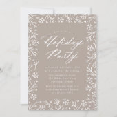 Invitation Taupe Élégante Fête des Fêtes de Flammes de Neige (Devant)