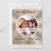 Invitation Taupe et Mariage Champagne, PHOTO Save the Dates, (Devant)