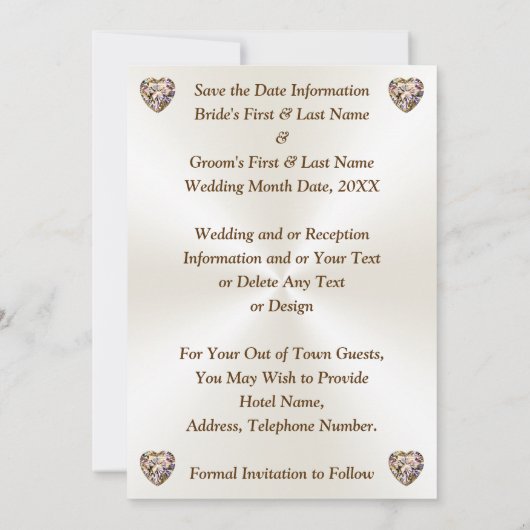 Invitation Taupe et Mariage Champagne, PHOTO Save the Dates, (Dos)