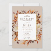 Invitation Taupe Fall Terracotta Aquarelle Florale Mariage (Devant)