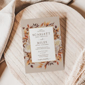 Invitation Taupe Fall Terracotta Aquarelle Florale Mariage