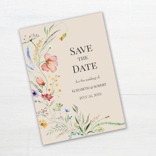 Invitation Taupe Fleurs sauvages D'Aquarelle Enregistrer La C