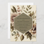 Invitation Taupe Floral Botanical Wedding (Devant / Derrière)