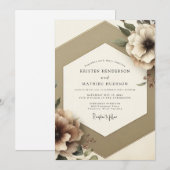 Invitation Taupe Floral Romantic Wedding (Devant / Derrière)