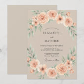 Invitation Taupe Graceful Romantic Wedding (Devant / Derrière)