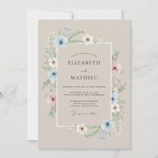 Invitation Taupe Graceful Spring Wedding (Devant)