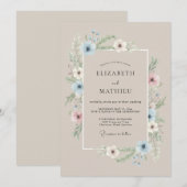 Invitation Taupe Graceful Spring Wedding (Devant / Derrière)