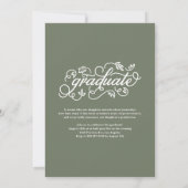 Invitation Taupe Green Rustic Calligraphie Photo Graduation (Dos)