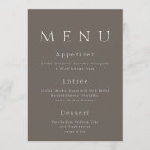 Invitation Taupe Minimalist Wedding Menu Card (Devant)