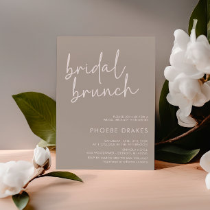 Invitation Taupe Minimaliste Script Bridal Brunch
