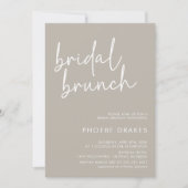 Invitation Taupe Minimaliste Script Bridal Brunch (Devant)