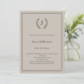 Invitation Taupe neutral monogrammed wreath minimalist (Debout devant)