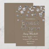 Invitation Taupe Parties scintillant Argent Glam nuptiale dou (Devant / Derrière)