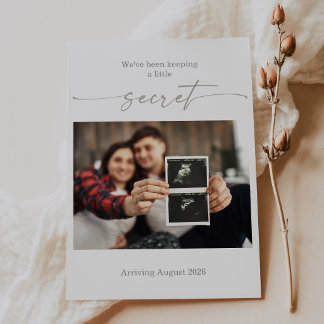 Invitation Taupe Ultrasound Photo Pregnancy Announcement Card
