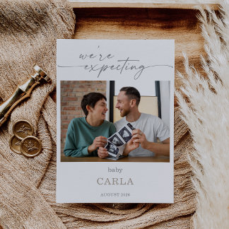 Invitation Taupe We're Expecting Pregnancy Announcement Card