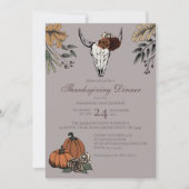 Invitation Taupe Western Thanksgiving Vache Crâne automne moi (Devant)