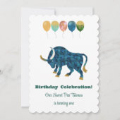 Invitation Taureau 1er Anniversaire Impressionniste Paillette (Devant)