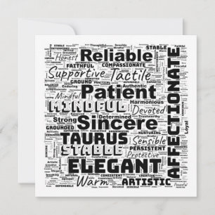 Invitation Taureau Nuage de mots d'inspiration du zodiaque