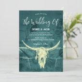 Invitation Taureau Turquoise foncé rustique de l'Ouest (Debout devant)