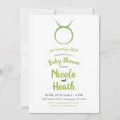 Invitation TAURUS Bull Astrologie verte Baby shower zodiaque (Devant)