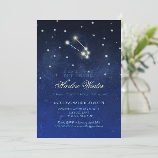 Invitation Taurus Constellation fête d'anniversaire (Debout devant)