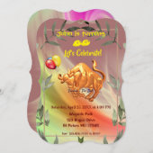 Invitation Taurus d'anniversaire Abstrait rouge (20 avril - 2 (Devant / Derrière)