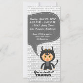Invitation Taurus fête d'anniversaire (Dos)