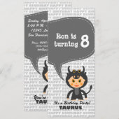 Invitation Taurus fête d'anniversaire (Devant / Derrière)