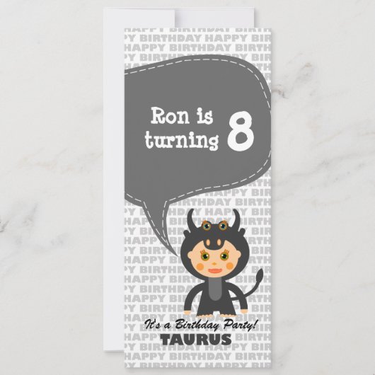 Invitation Taurus fête d'anniversaire (Devant)