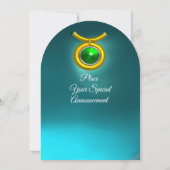 INVITATION TAURUS, OR, VERT, AQUA BLUE ZODIAC ANNIVERSAIRE (Dos)