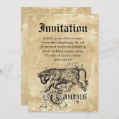 Invitation Taurus zodiaque Vintage (Devant / Derrière)